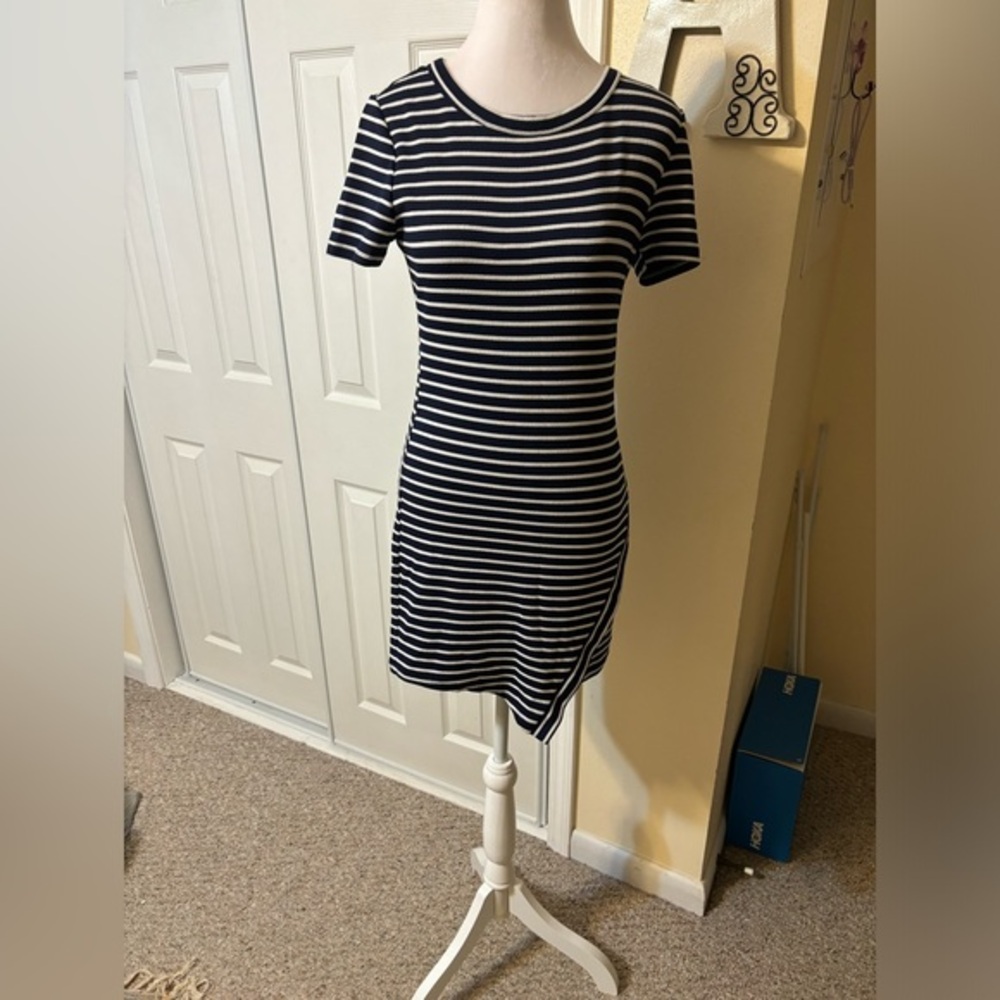 Vintage Absolute Angel Asymmetrical Dress Black White Stripes Size Large